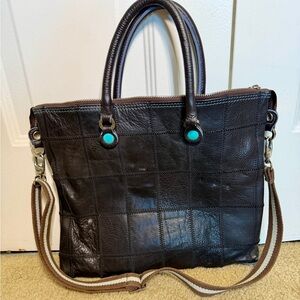 Gabs Black Patch Leather Tote Bag
